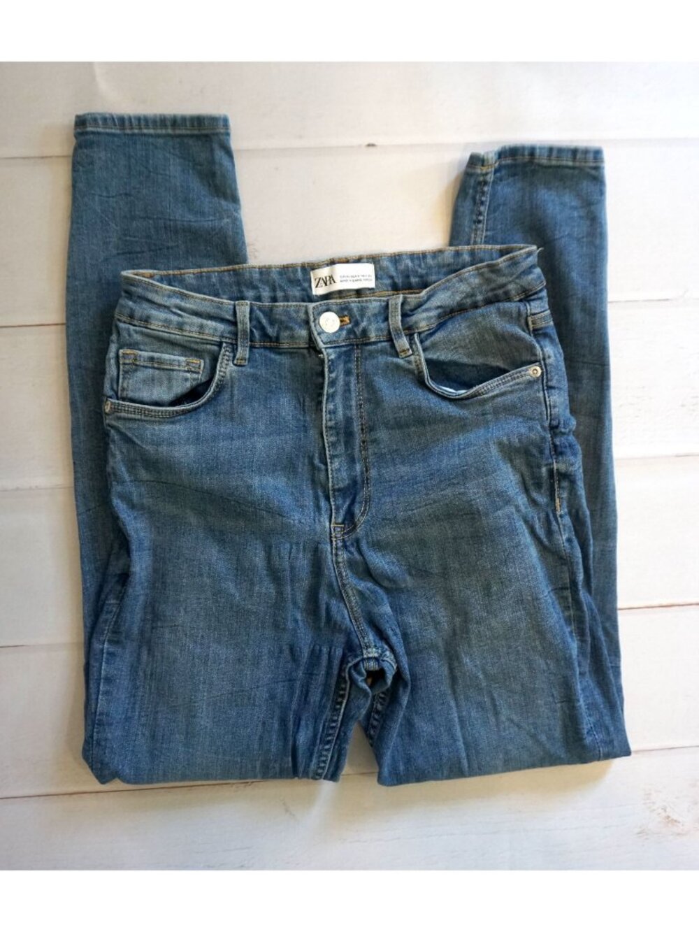 Zara Women's Blue Eco Cotton Skinny Jeans Size 8